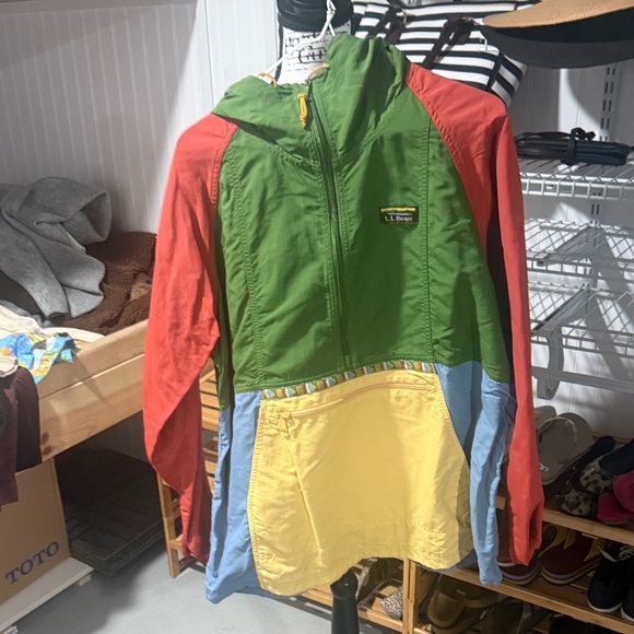 L.L. Bean Jackets & Blazers - L.L. Bean Colorblock Hooded Windbreaker Jacket - Green, Red, Yellow, Light Blue
